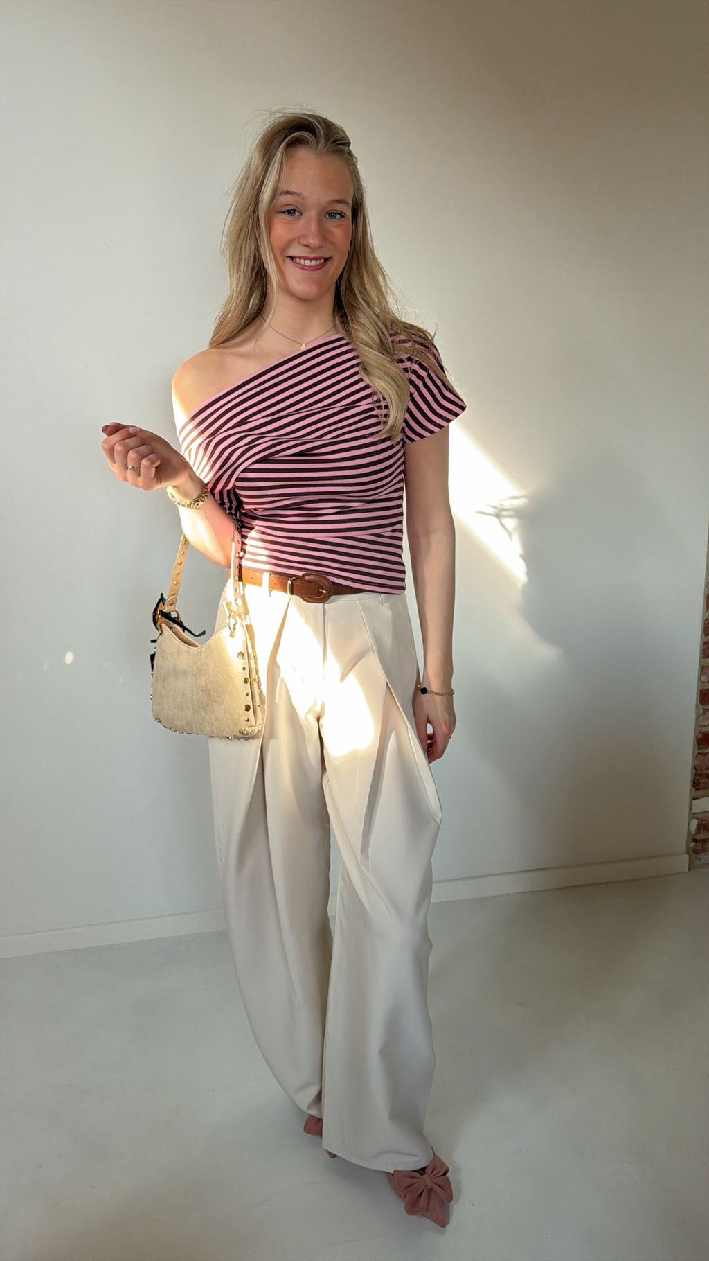 Striped off shoulder top