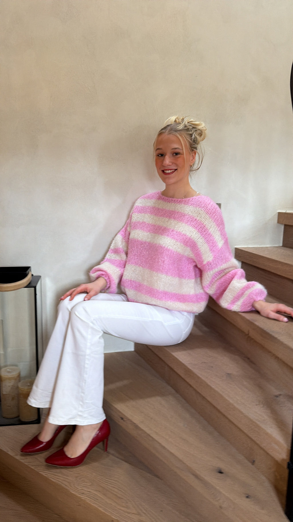 Fuchsia/white sweater Florence