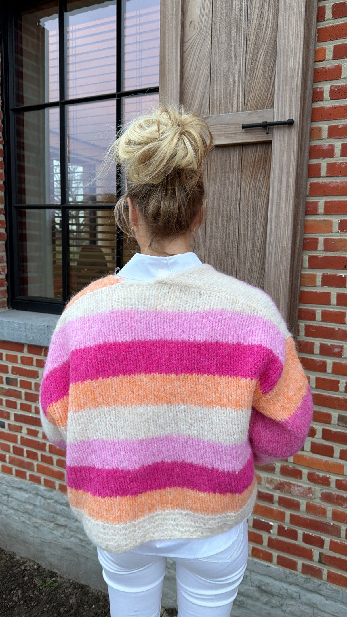 Nicole striped pink cardigan