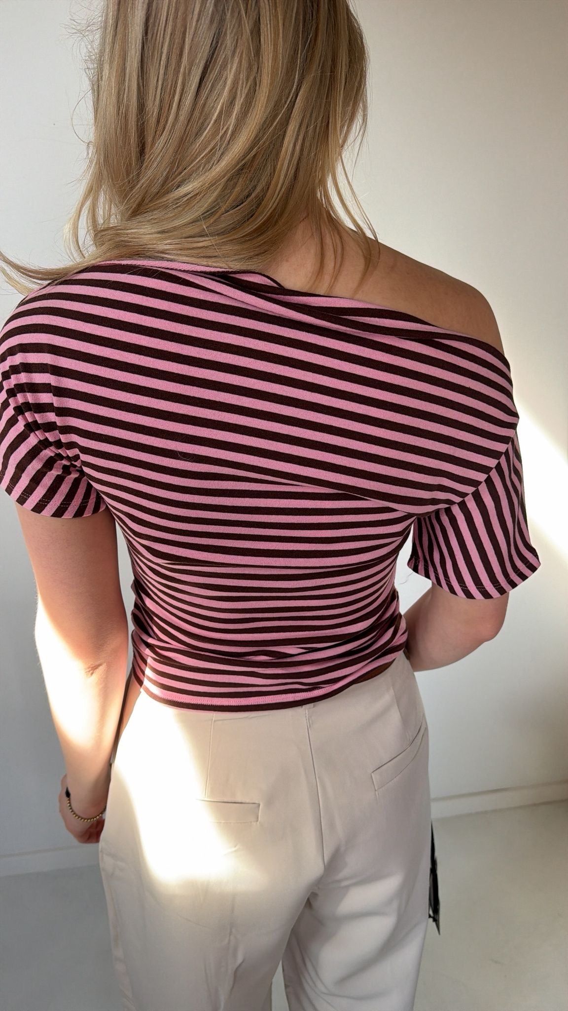 Striped off shoulder top