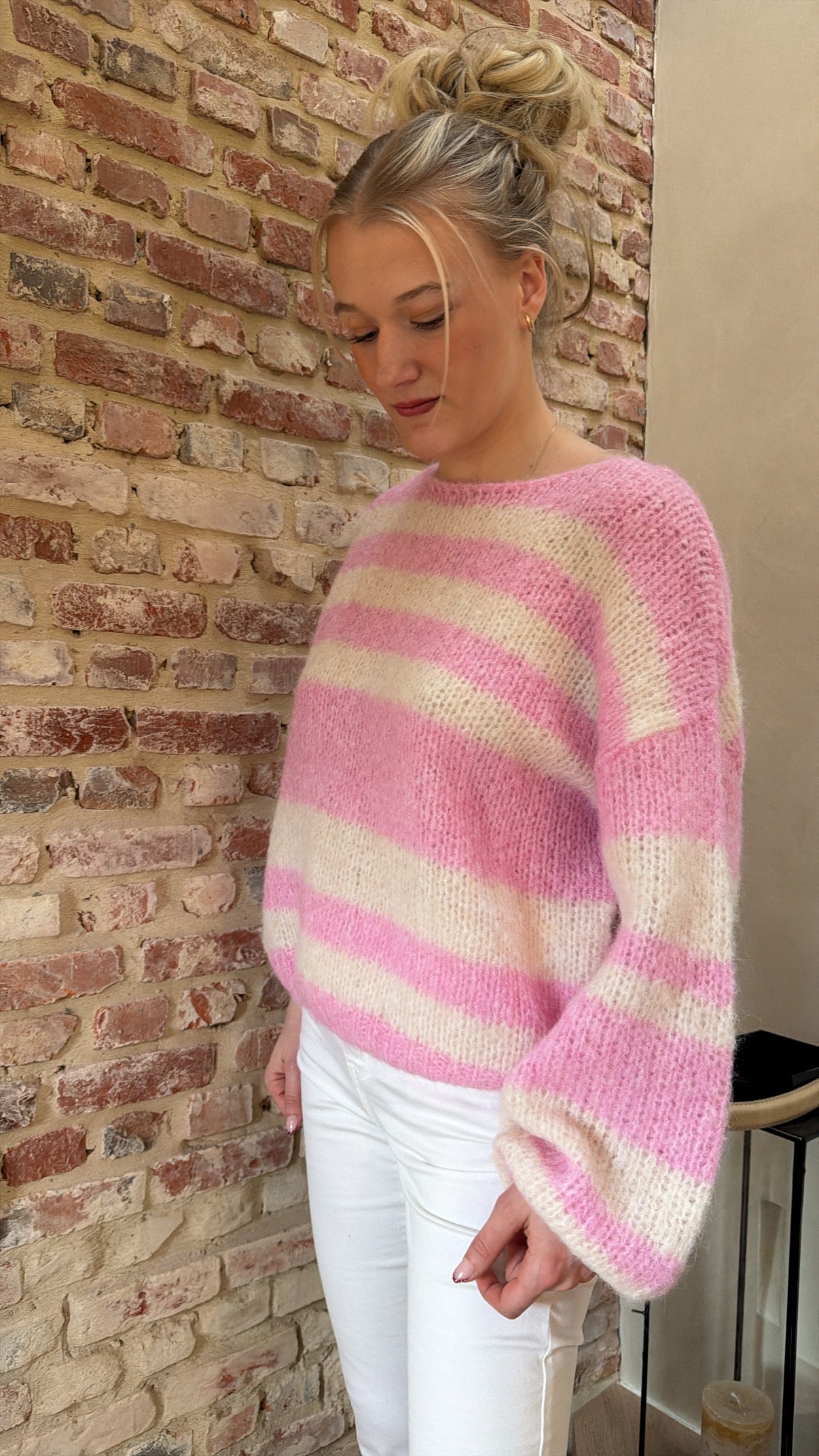 Fuchsia/white sweater Florence