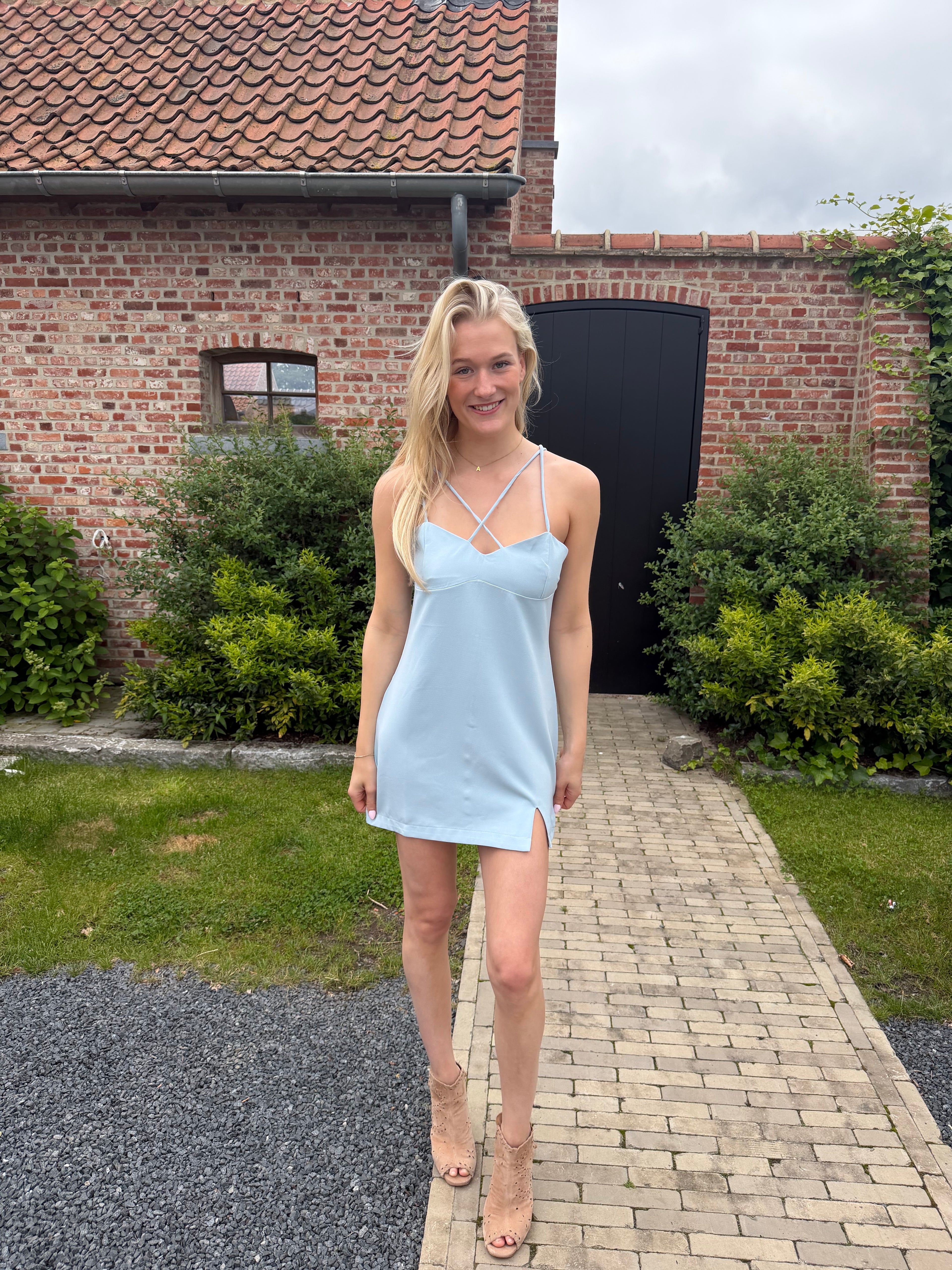 Short baby blue dress