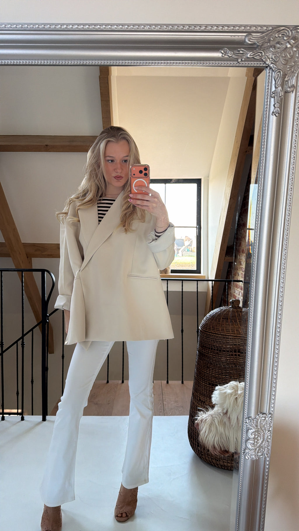 Ecru oversized blazer