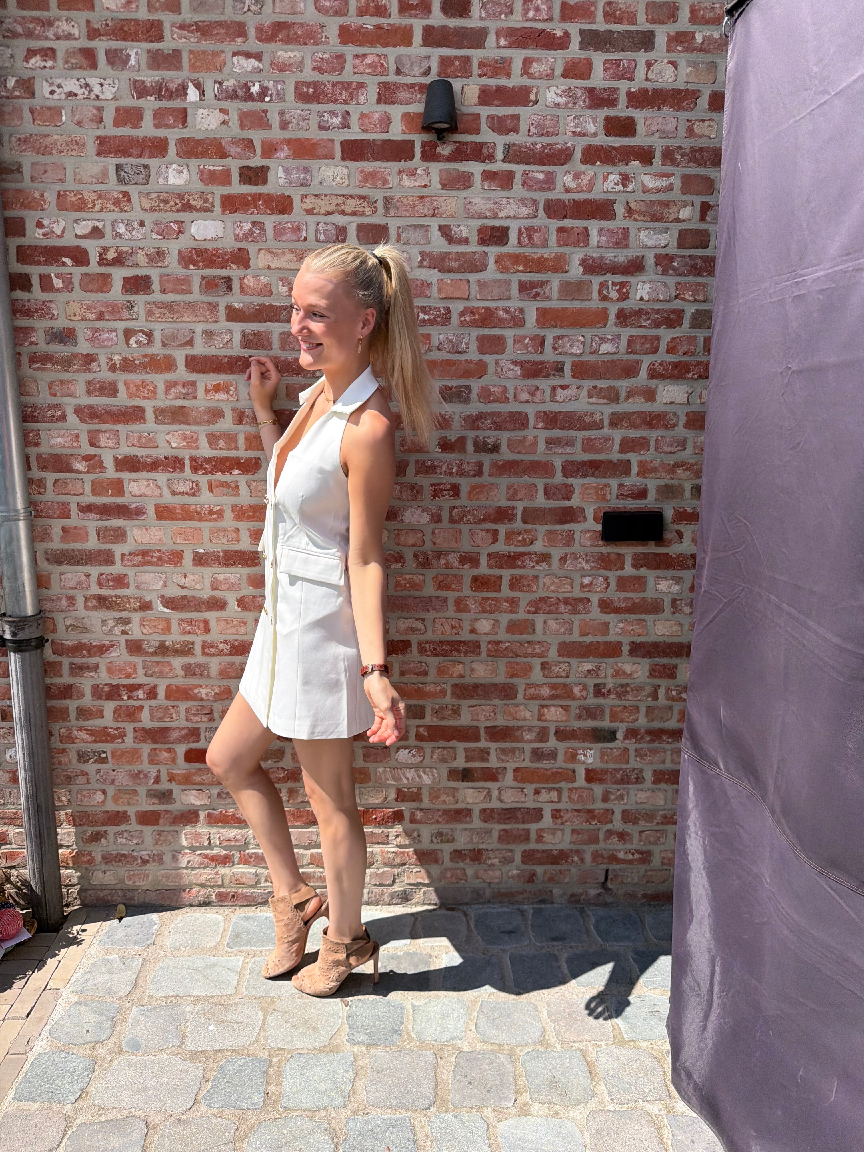 White double-breasted dress