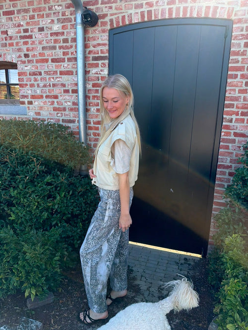 Beige utility gilet