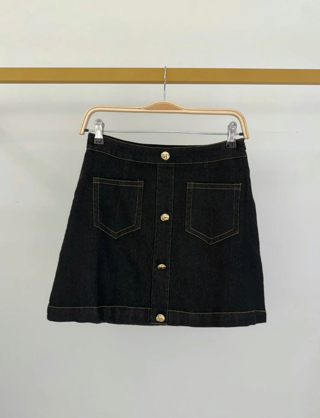 Black denim skirt