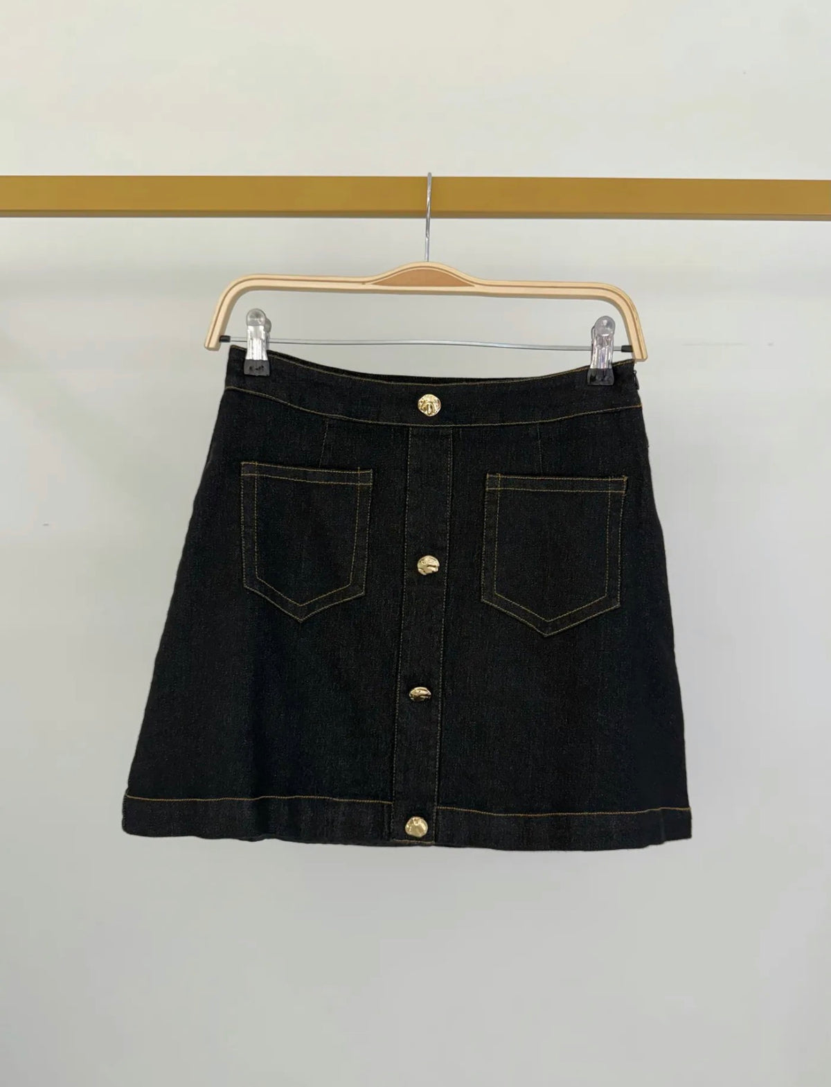 Black denim skirt