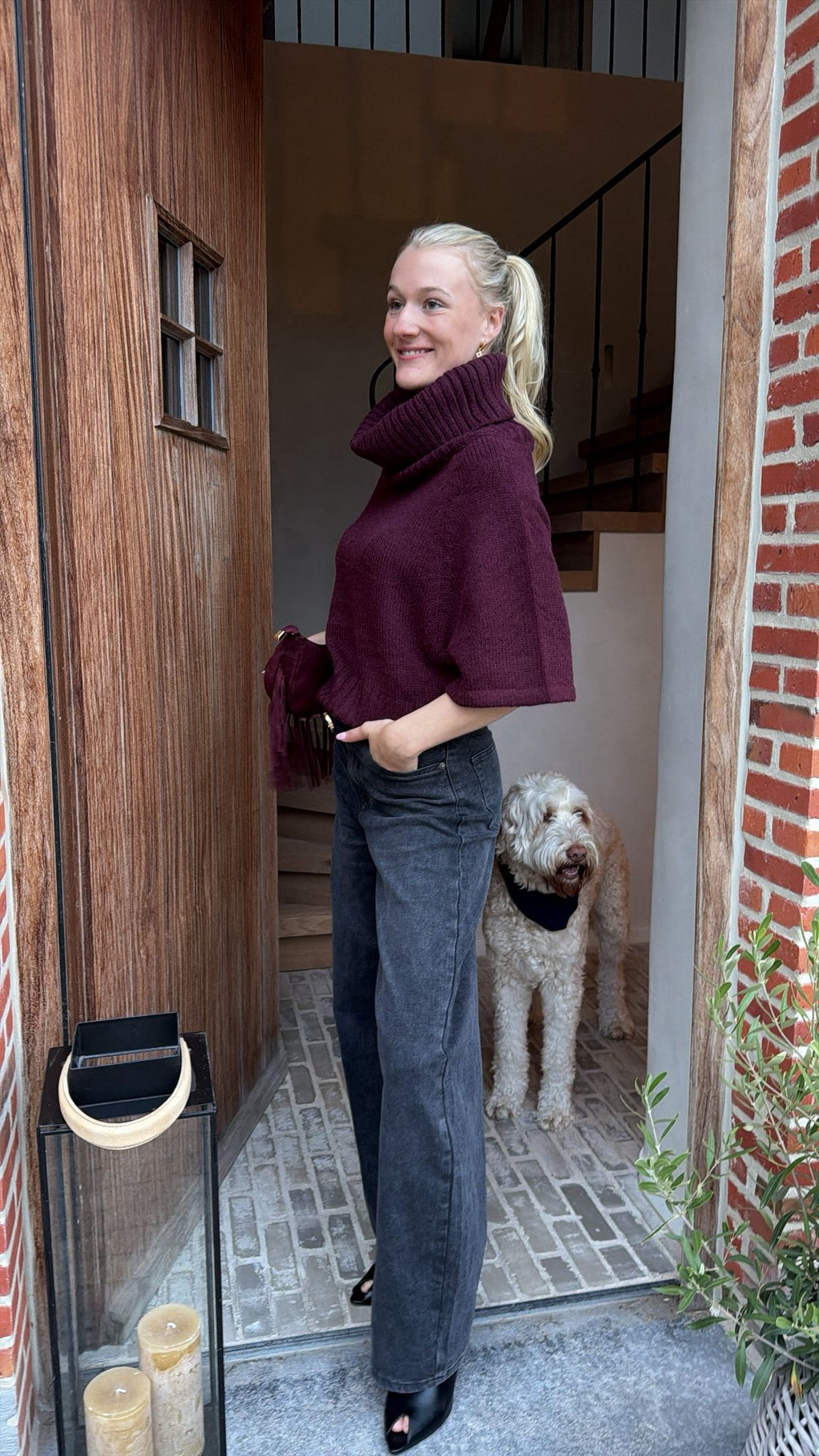 Burgundy turtleneck