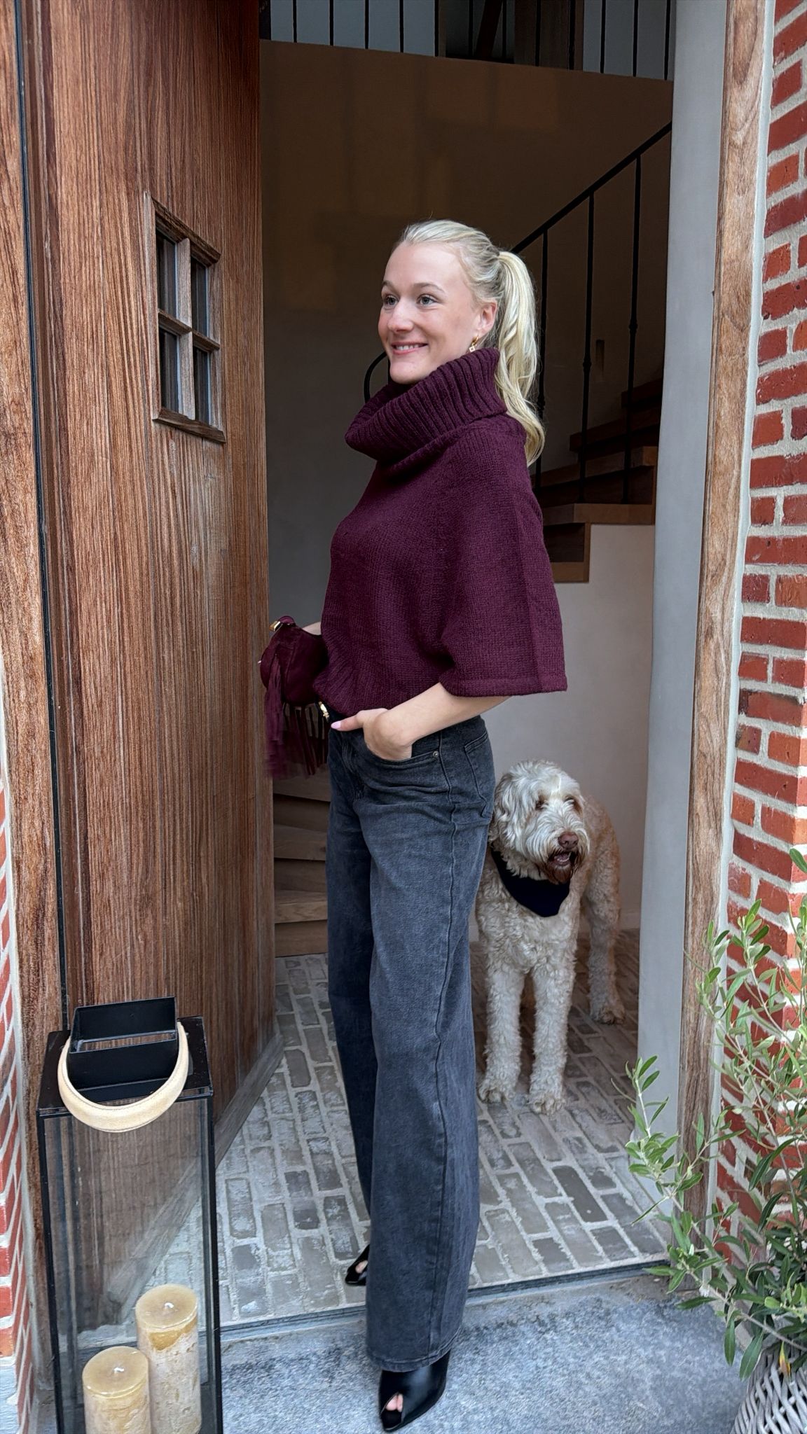 Burgundy turtleneck
