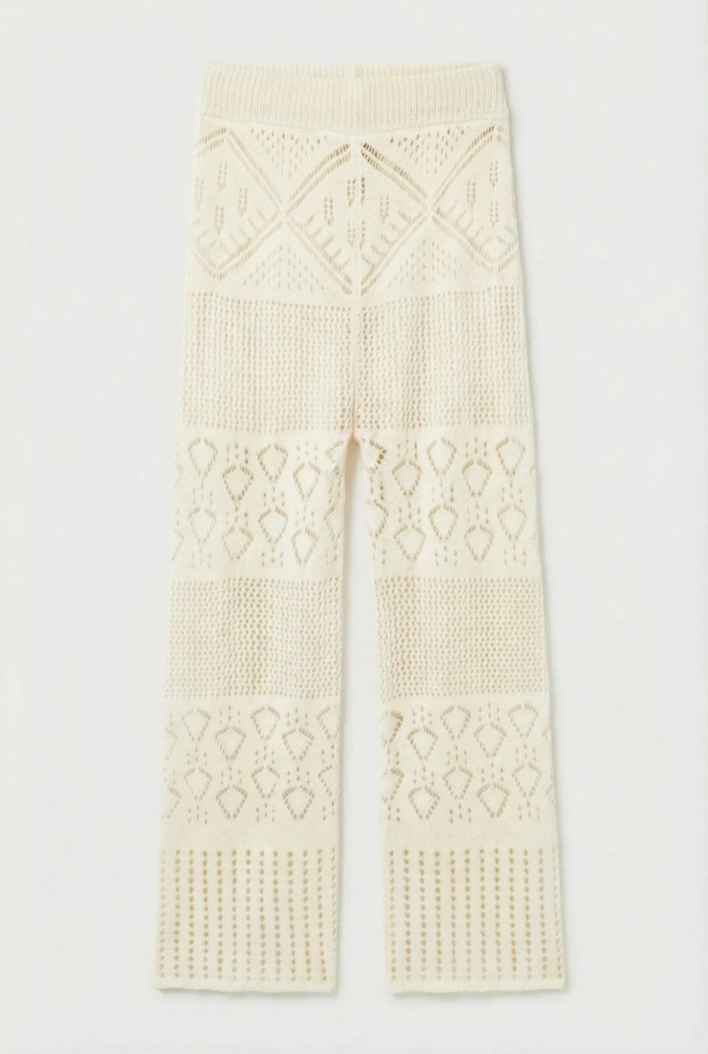 Cream - colored crocheted pants