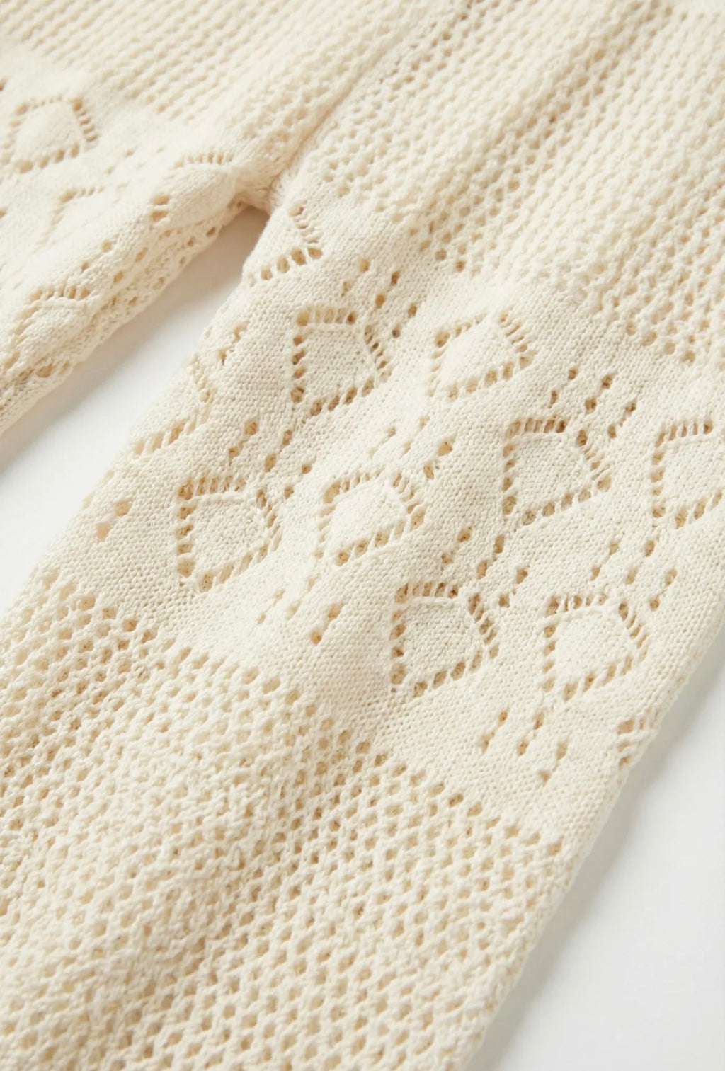Cream - colored crocheted pants