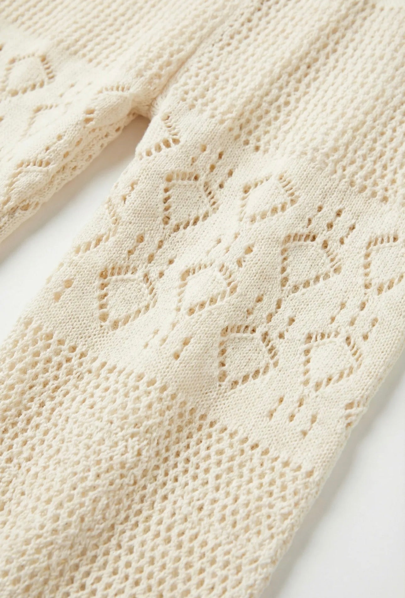 Cream - colored crocheted pants