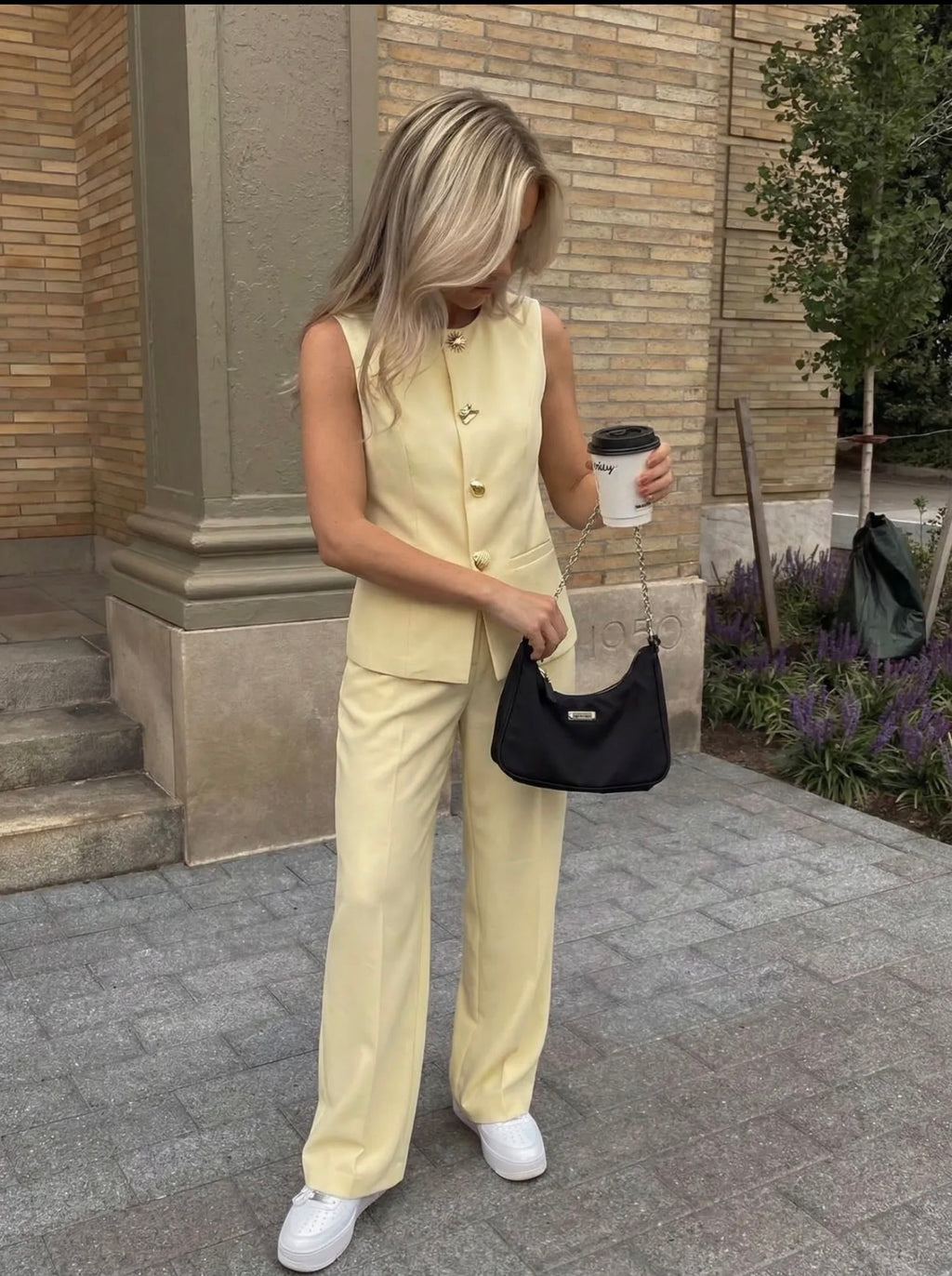 Yellow top with buttoms